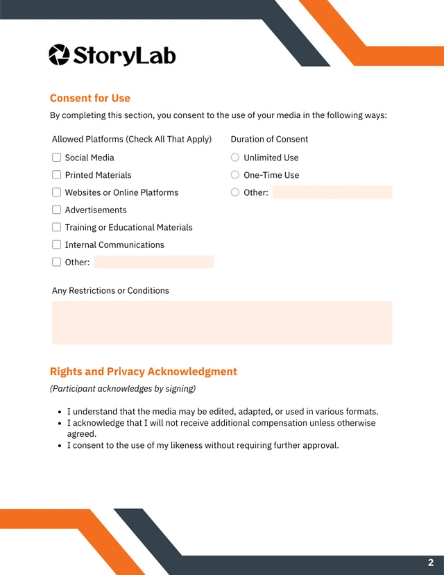 Media Consent Form Template - Página 2