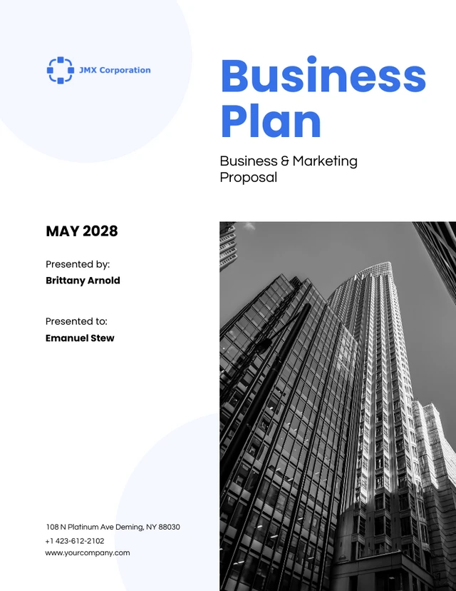 White and Purple Minimalist Corporation Business Plan - Page 1