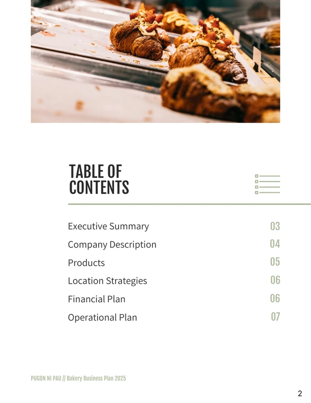 Bakery Business Plan Template - Page 2