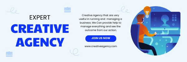 Light Blue Modern Illustration Creative Agency Email Header Business Banner