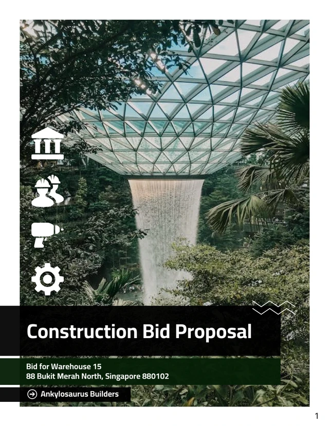 Dark Green Construction Bid Proposal Template - Page 1