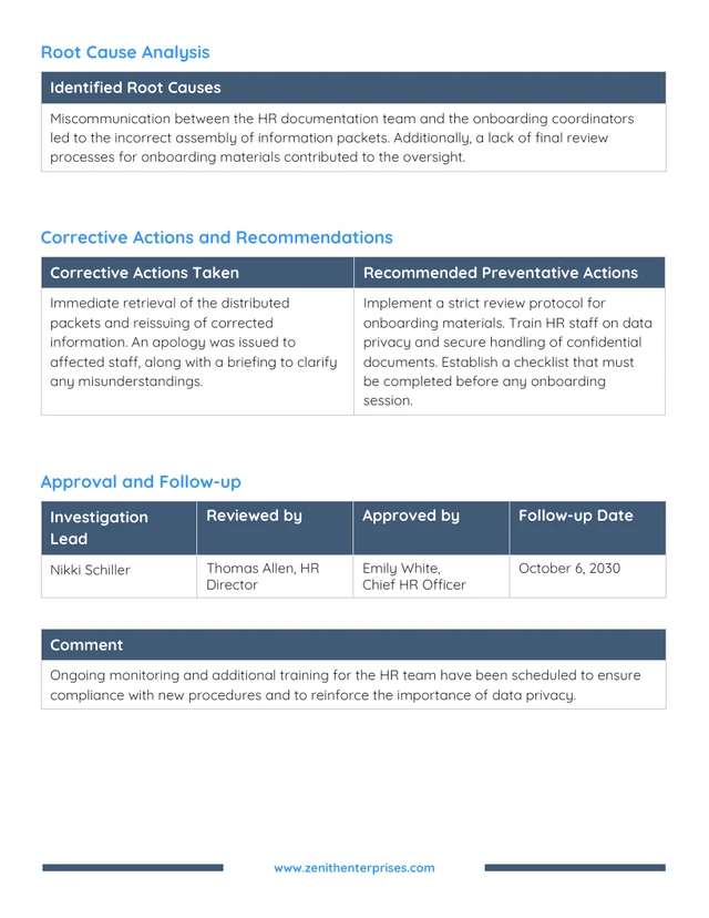 Non Conformance Report Template - page 2