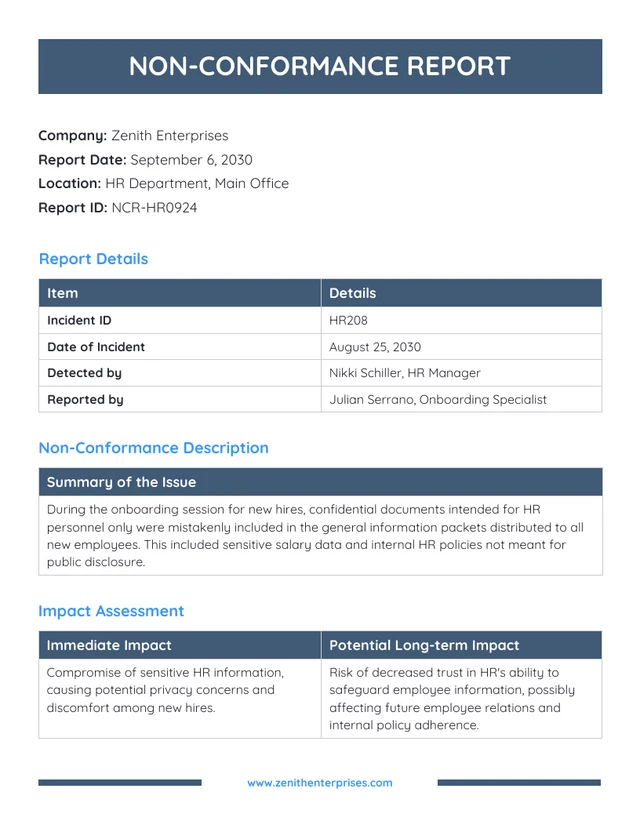 Non Conformance Report Template Venngage