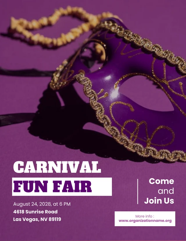 Modèle d'affiche de la fête foraine du carnaval violet
