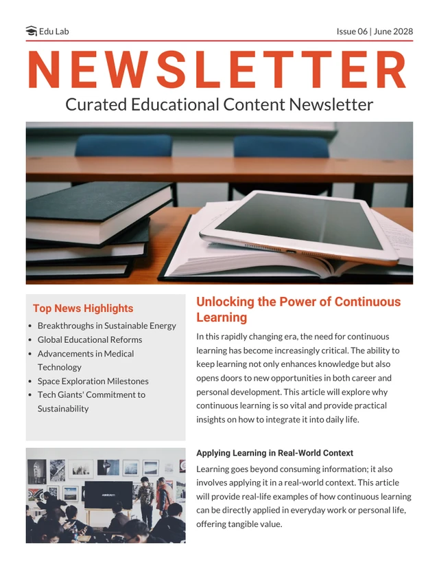 Curated Educational Content Newsletter Template