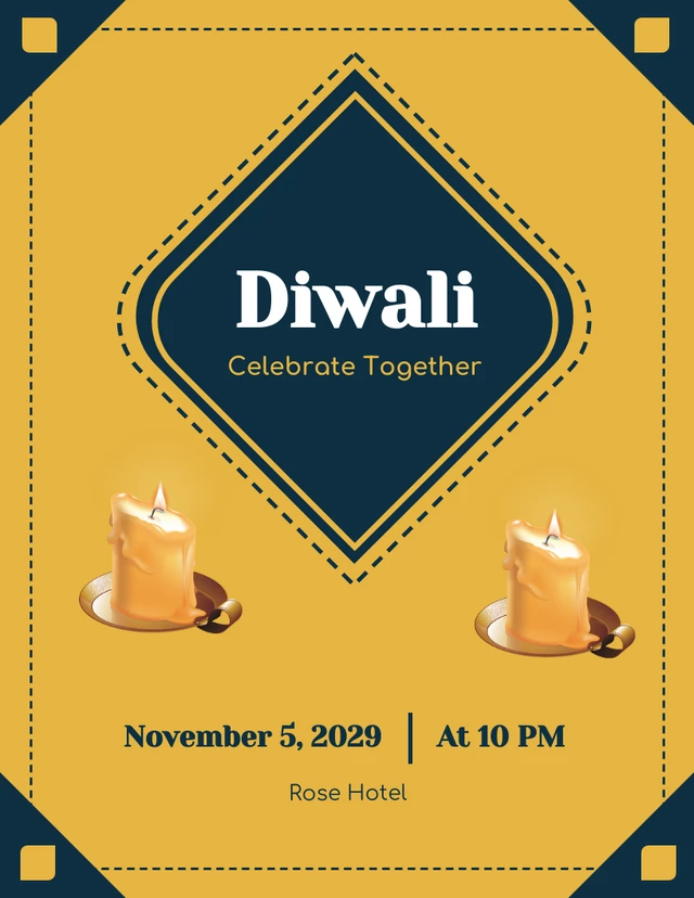 Modèle d'invitation simple à Diwali jaune