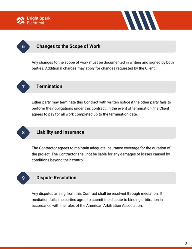 Residential Electrical Contract Template - Pagina 3