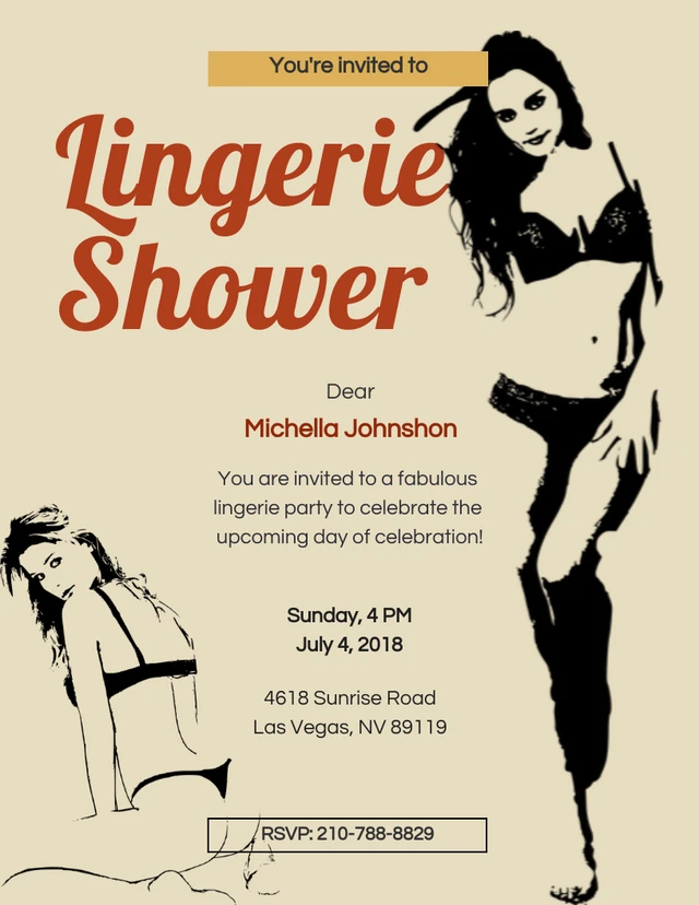 Vintage Minimalist Lingerie Shower Invitation Template