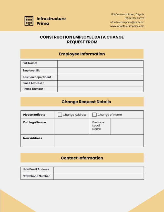 Yellow and Grey Simple Construction Form Template