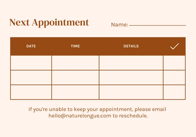Brown Modern Aesthetic Appointment Card - Seite 2