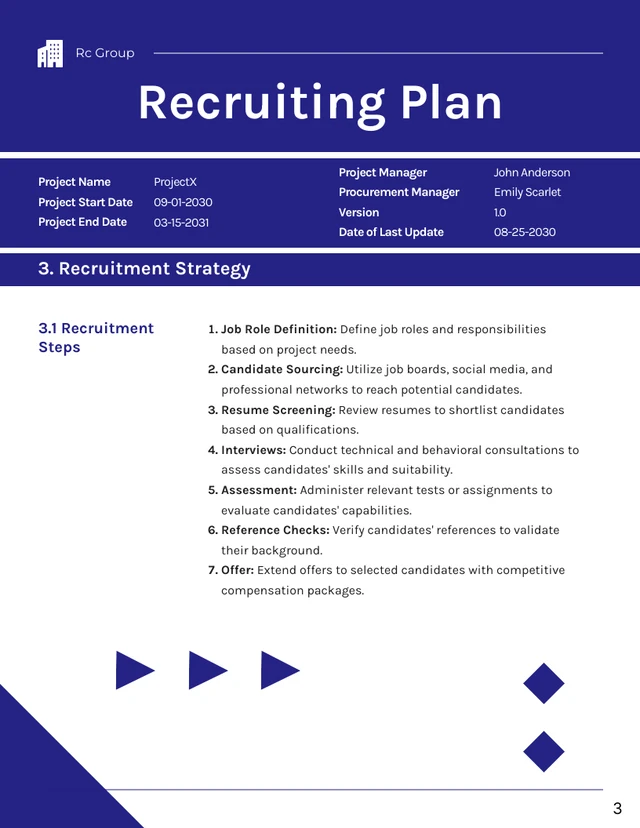 Minimalist Clean Simple White and Blue Recruiting Plan - Page 3