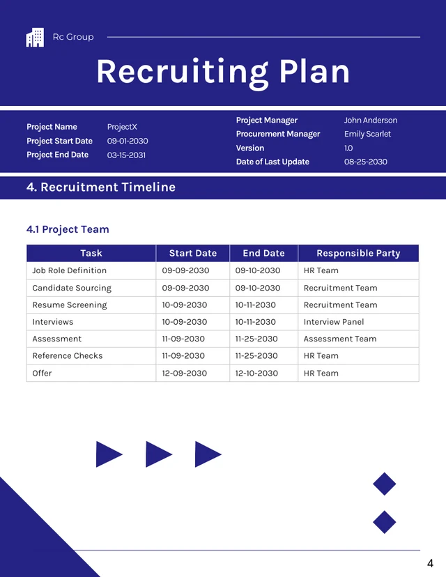 Minimalist Clean Simple White and Blue Recruiting Plan - Page 4