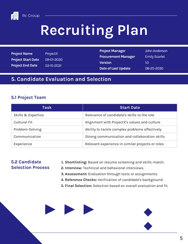 Minimalist Clean Simple White and Blue Recruiting Plan - Page 5