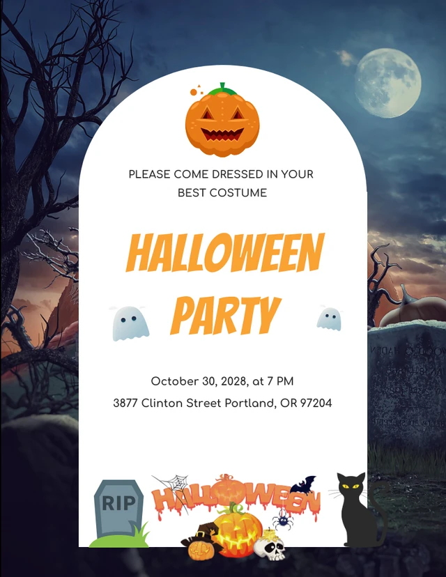 Modèle d'invitation Halloween aquarelle effrayante