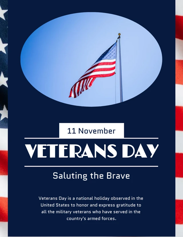 Blue Navy Veterans Day Poster Template