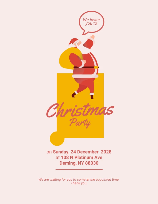 Simple Creamy Rose Gold Christmas Party Invitation Template