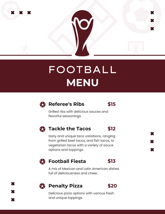 White & Red World Cup Football Menu Template