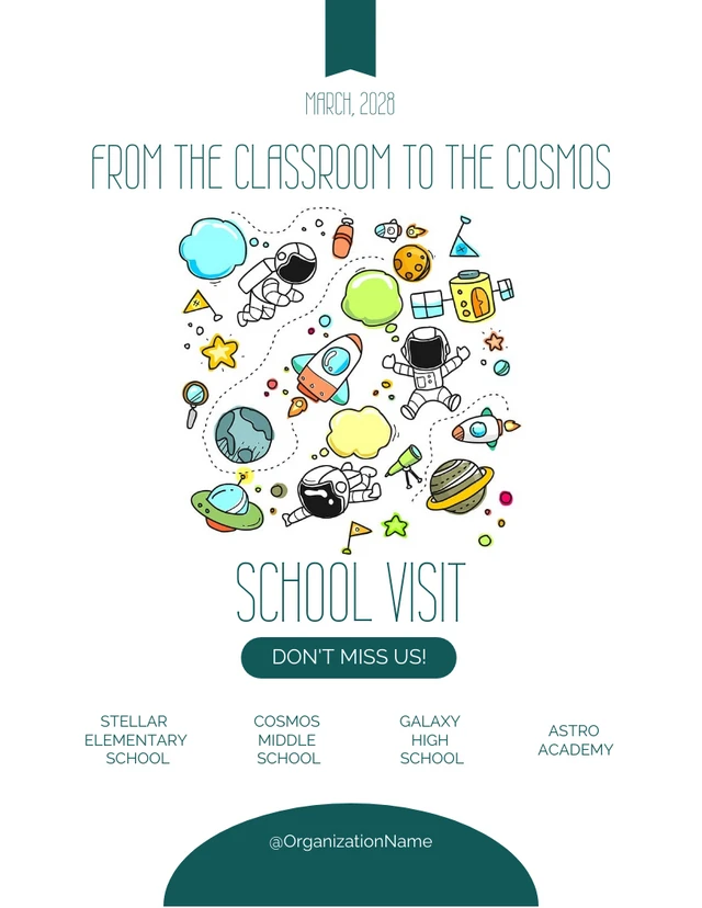 Green Simple School Visit Announcement Poster  Template