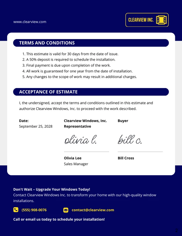 Window Estimate Template - Pagina 2