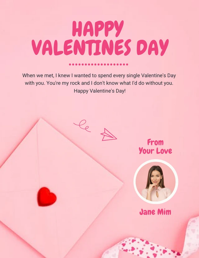 Pink Simple Photo Happy Valentines Day Poster Template
