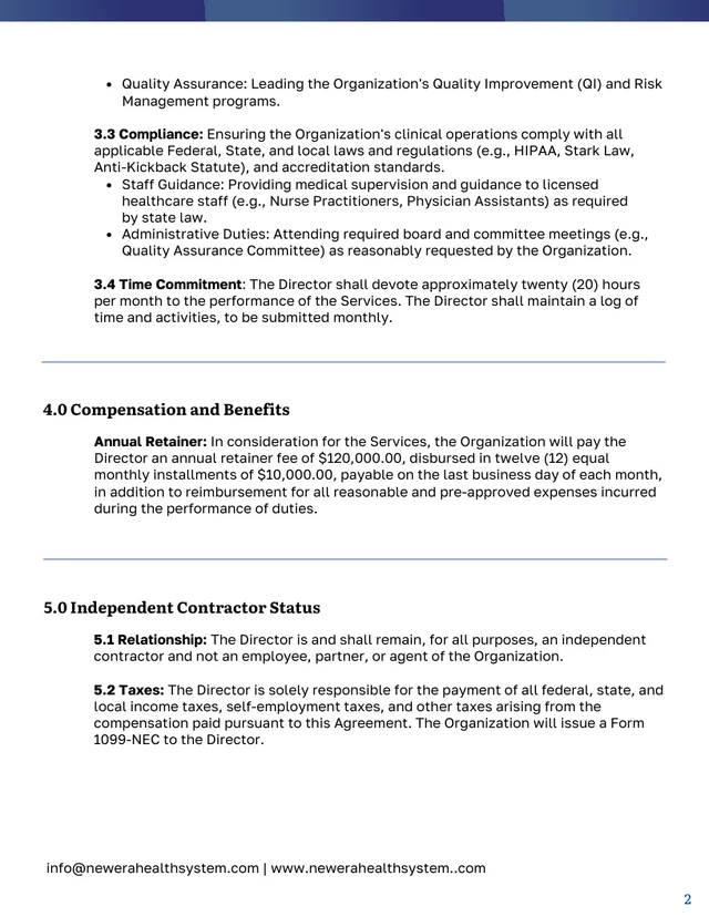 Medical Director Contract Template - Página 2