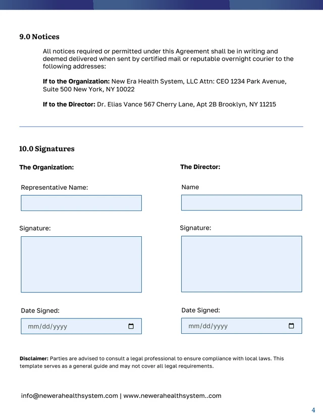 Medical Director Contract Template - Página 4