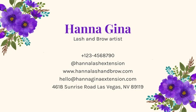 Light Yellow And Purple Modern Classic Lash Business Card - Page 2