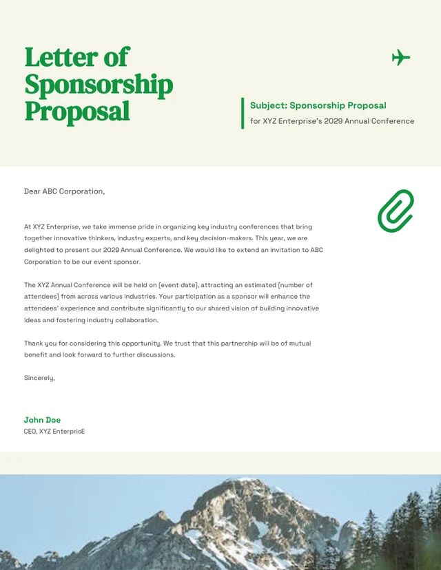Green Minimalist Sponsorship Proposal - Page 2