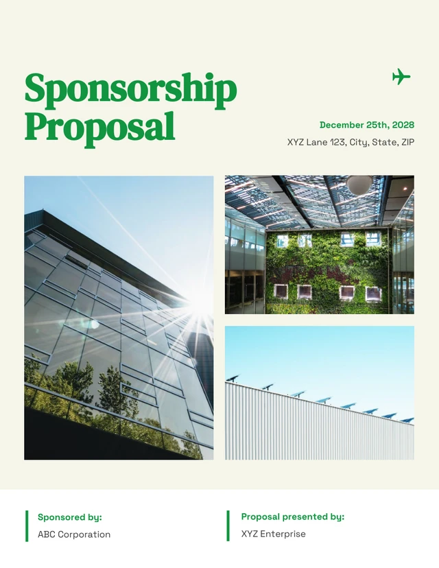 Green Minimalist Sponsorship Proposal - Page 1