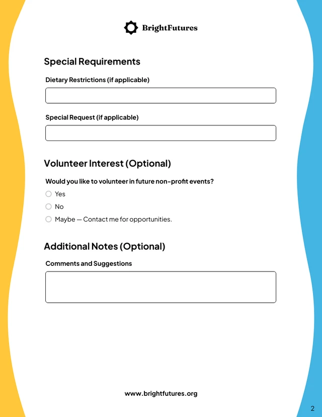 RSVP Form Template - page 2