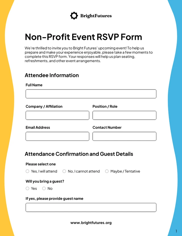RSVP Form Template - page 1