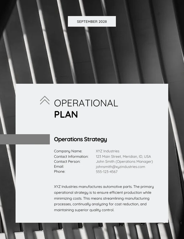 Minimalist Black And Gray Operational Plan - Page 1