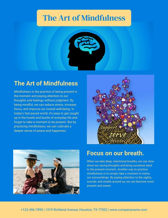 Blue And Yellow Minimalist Mindfulness Creative Email Newsletter