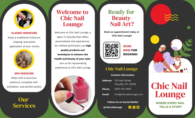 Nail Art and Manicure Menu Roll Fold Brochure - Page 1