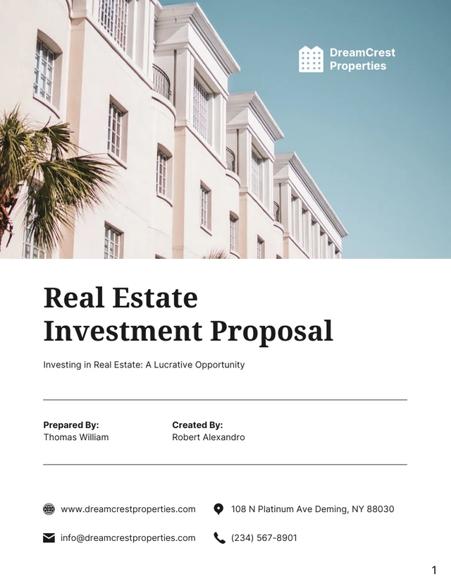 Grey and White Clean Simple Real Estate Investment Proposals - Page 1