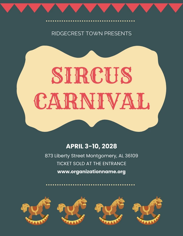 Dark Green and Yellow Sircus Carnival Poster Template