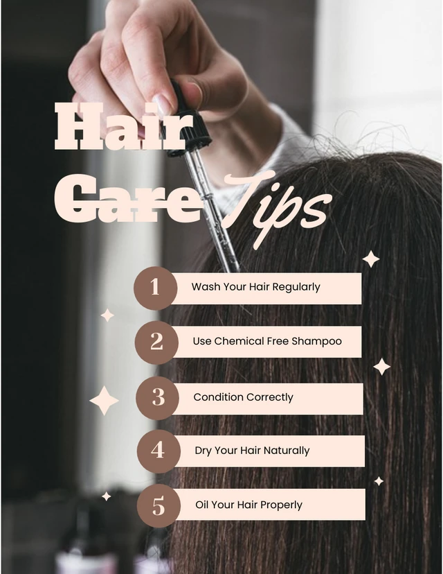 Plantilla minimalista de consejos para el cuidado del cabello marrón y blanco