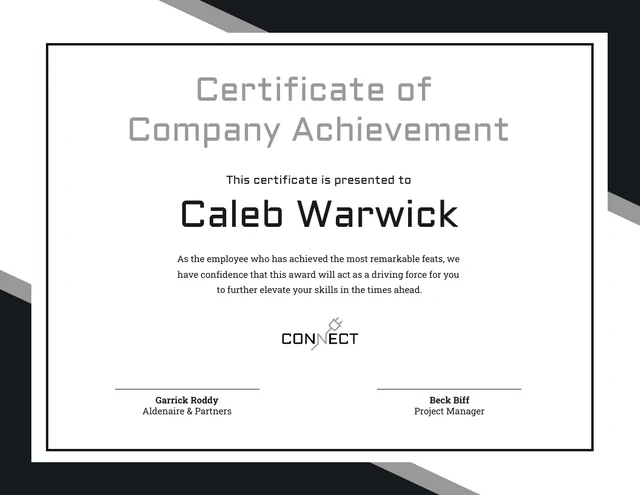 Simple Grayscale Professional Certificate Template