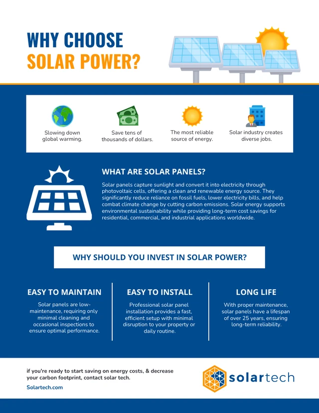 Plantilla informativa de energía solar.