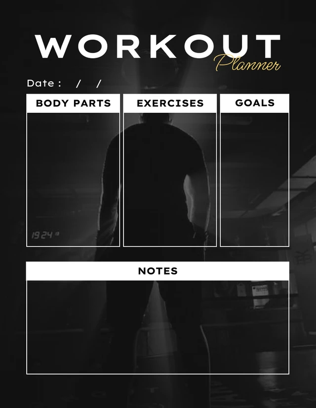Black Simple Workout Gym Schedule Template