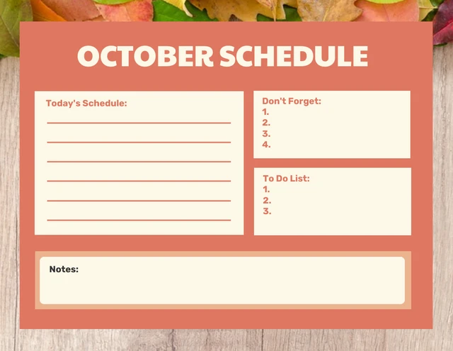Brown And Pink Pastel Simple October Schedule Template