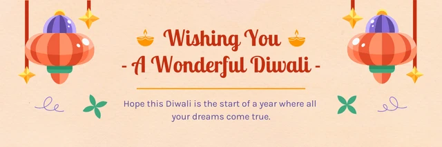 Cream Cute Illustration Diwali Banner Template