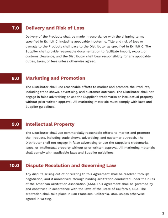 Distributor Contract Template - page 3