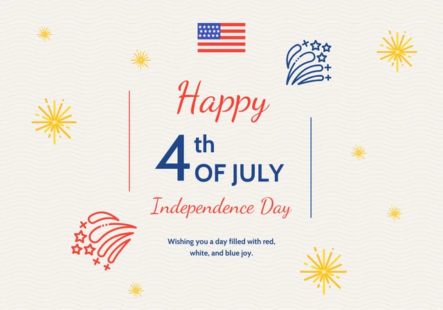 White 4th of July Independence Day Card Template
