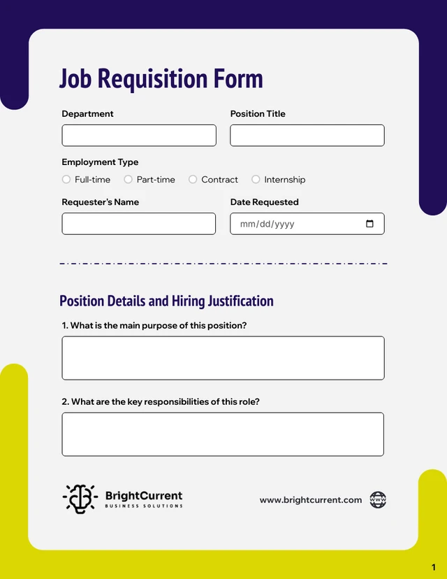 Job Requisition Form Template - page 1