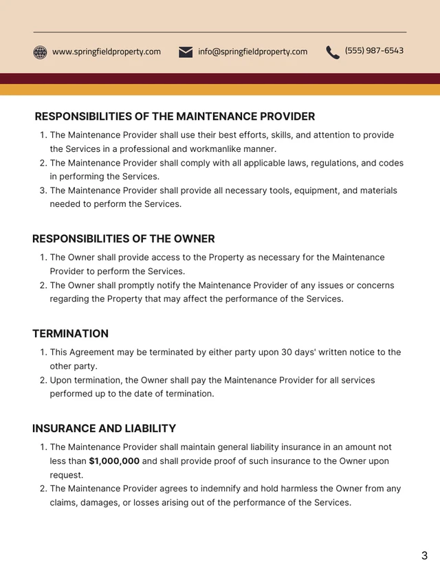 Property Maintenance Contract Template - Seite 3