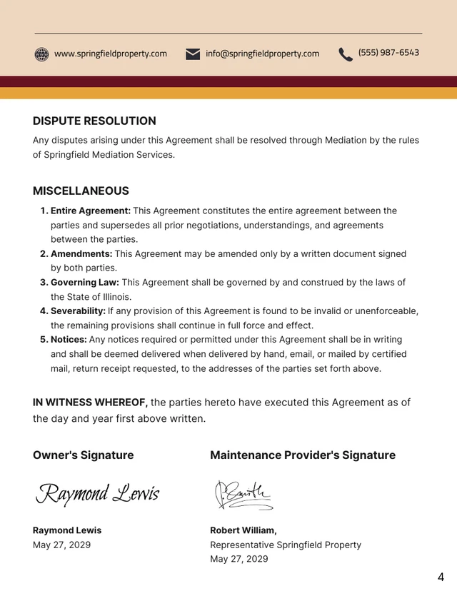 Property Maintenance Contract Template - page 4