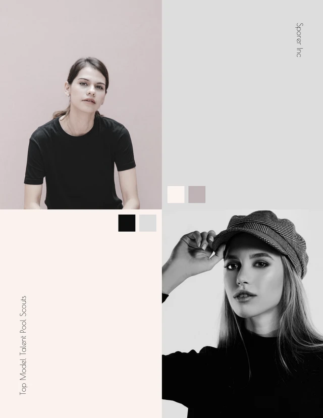 Grid Pastel and Grey Model Mood Boards Template