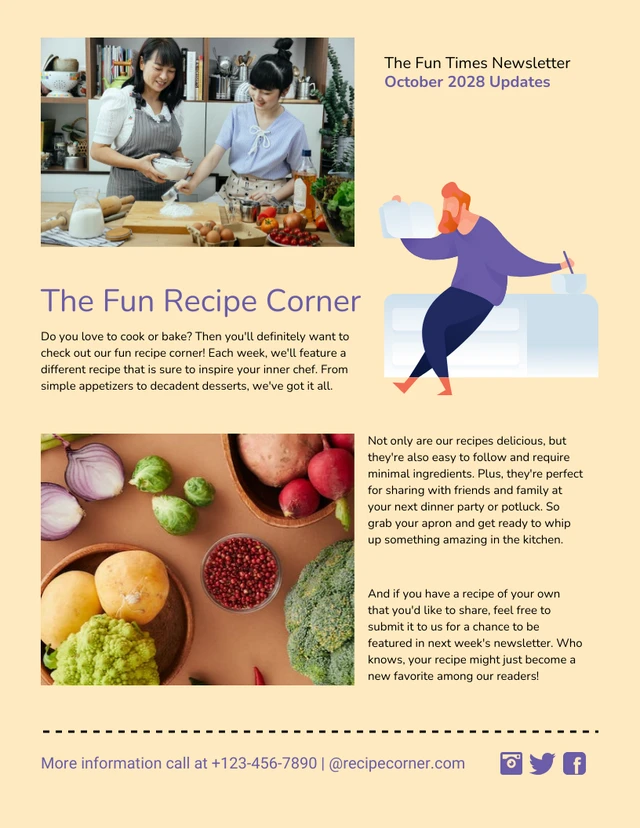 Yellow And Purple Simple Fun Recipe Event Newsletter