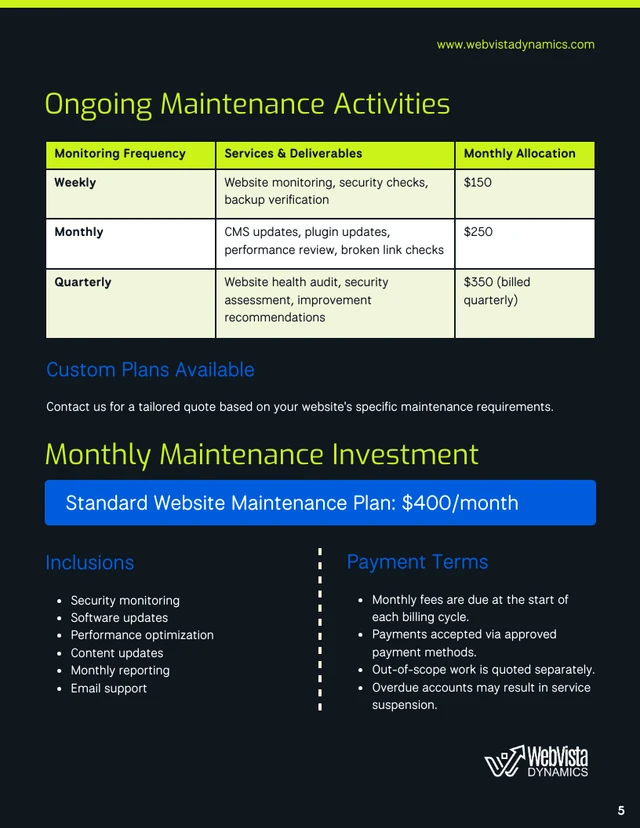 Website Maintenance Proposal Template - صفحة 5